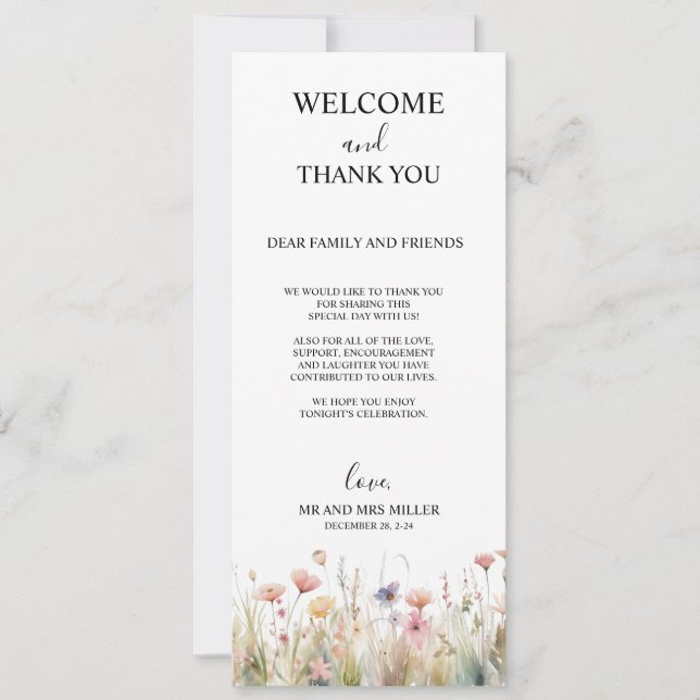 Wildflower Thank You Card, Desk Thank You Card (Front)