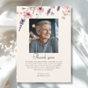 Wildflower THANK YOU Memorial Funeral Photo Card