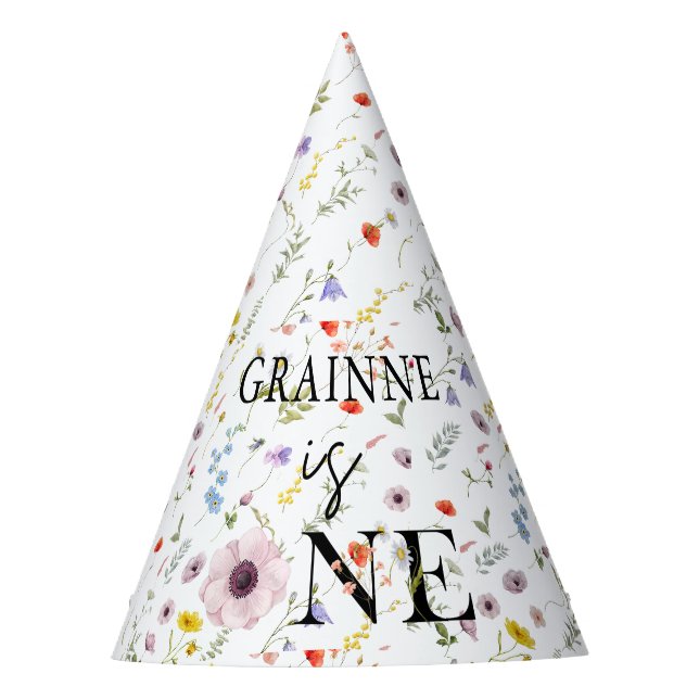 Wildflower Theme Birthday Party Wild One Party Hat (Front)