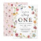 Wildflower Theme Girl 1st Birthday Invitation