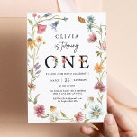 Wildflower Theme Girl 1st Birthday Invitation<br><div class="desc">Celebrate your baby girl with Spring Wildflower Is Turing One 1st Birthday! The design is perfect for any baby shower,  and comes with matching labels to share the happy news.</div>