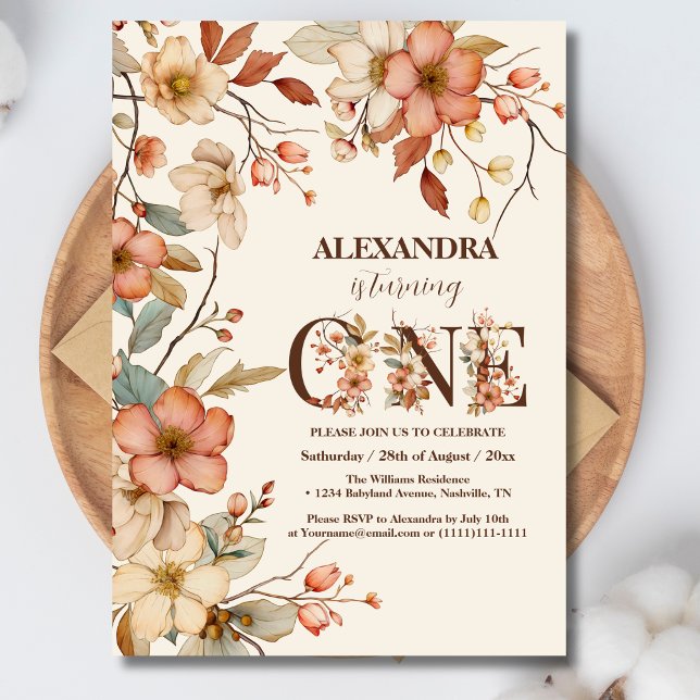 Wildflower Theme Girl 1st Birthday Invitation (Creator Uploaded)