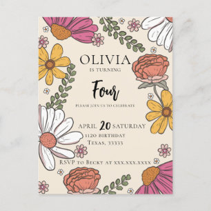 Wildflower Theme Girl Birthday  Postcard