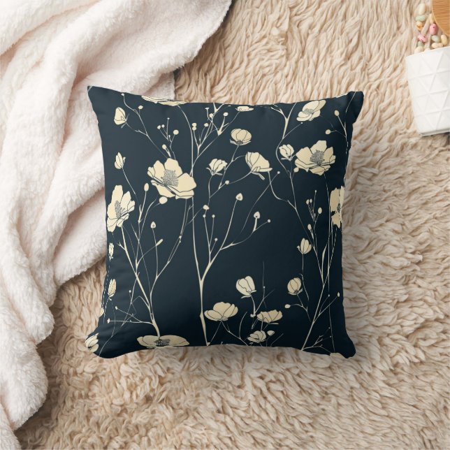 wildflower throw pillow, floral decorative pillow, throw pillow (Blanket)
