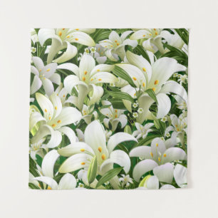 Wildflower Tulips: Watercolor Style Pattern Tapestry