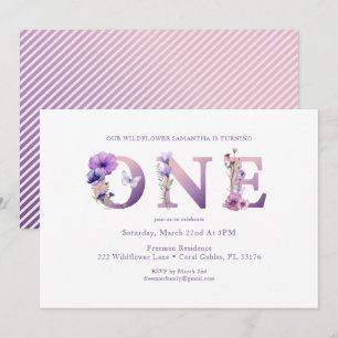 Wildflower Turning One Birthday Invitation