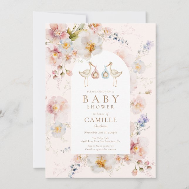 Wildflower Twins Baby Shower Invitation (Front)