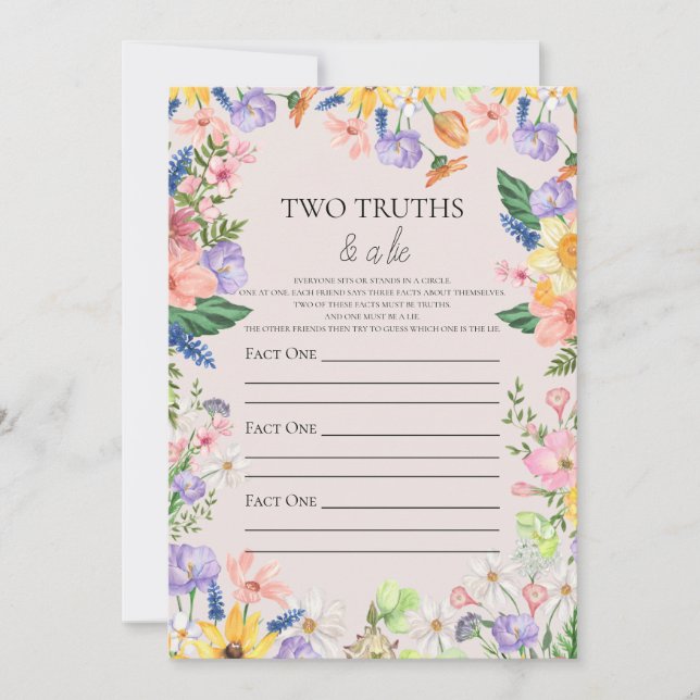 Wildflower Two Truths & A Lie Baby Game Card (Front)