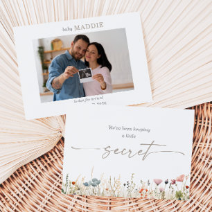 Wildflower Ultrasound Baby Photo Announcement Card