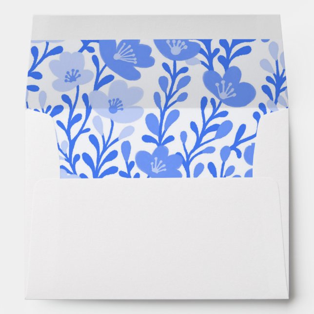 Wildflower Vines Chic Blue Floral Elegant Custom Envelope (Back (Bottom))