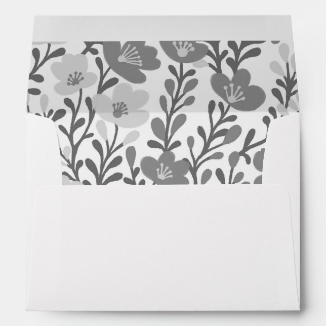 Wildflower Vines Chic Grey Floral Elegant Custom Envelope (Back (Bottom))