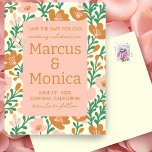Wildflower Vines Pink Green Custom Save the Date  Postcard<br><div class="desc">Customize this chic floral wedding save the date postcard with your details. You can change everything from the fonts, the colours and all the details. Check my shop for matching items like envelopes, wedding invitations, thank you cards, table number cards, signage, gift wrap, and more. I am always happy to...</div>