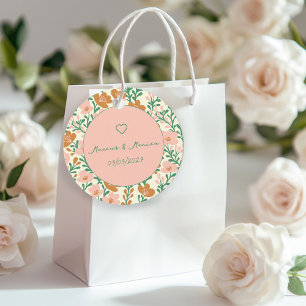 Wildflower Vines Pink Green Elegant Wedding Custom Favour Tags