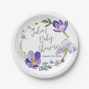 Wildflower Violet Baby Shower Paper Plate