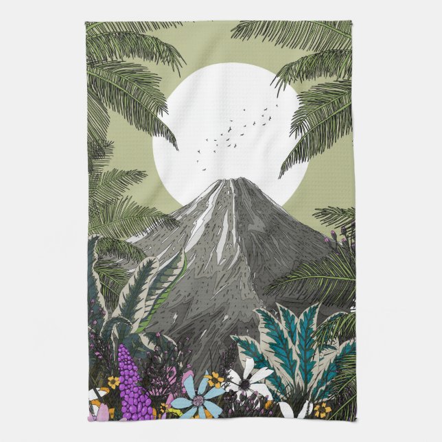 Wildflower Volcano Mountain Kitchen Towel (Vertical)