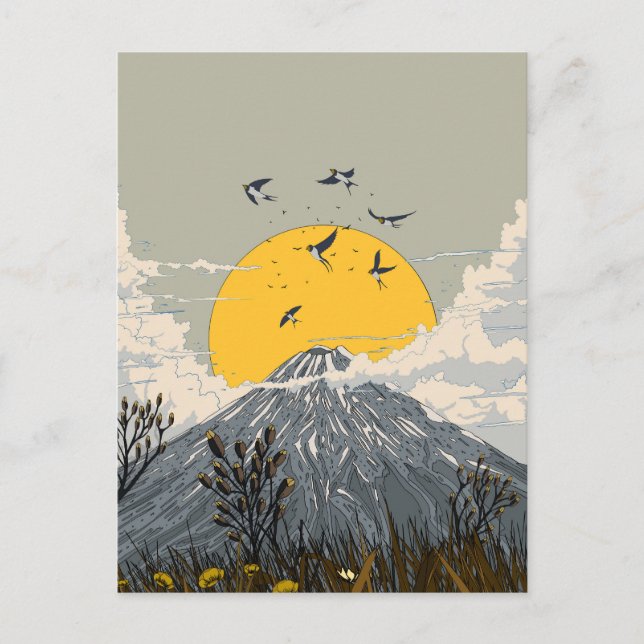 Wildflower Volcano Mountain Postcard (Front)