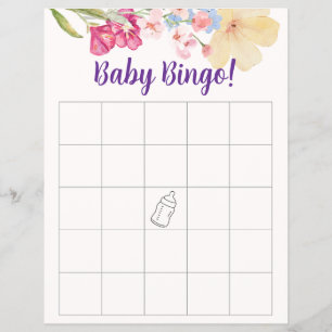 Wildflower Watercolor Baby Bingo game Flyer