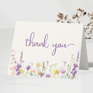 Wildflower Watercolor Baby Girl Shower Thank You Card