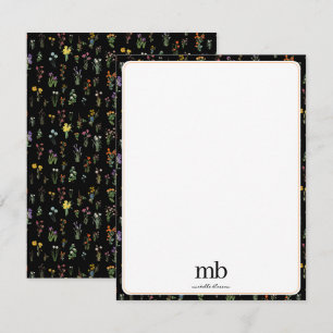 Wildflower Watercolor Black Botanical Floral Card