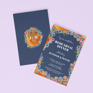Wildflower Watercolor Boho Chic Rehearsal Dinner Invitation