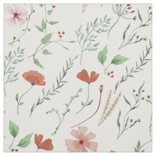 Wildflower watercolor boho colorful fabric summer 