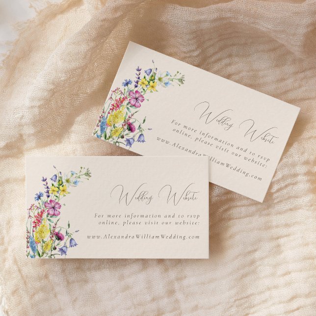 Wildflower Watercolor Boho Wedding Website Enclosure Card (Creator Uploaded)