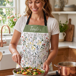 Wildflower Watercolor Botanical Name  Apron