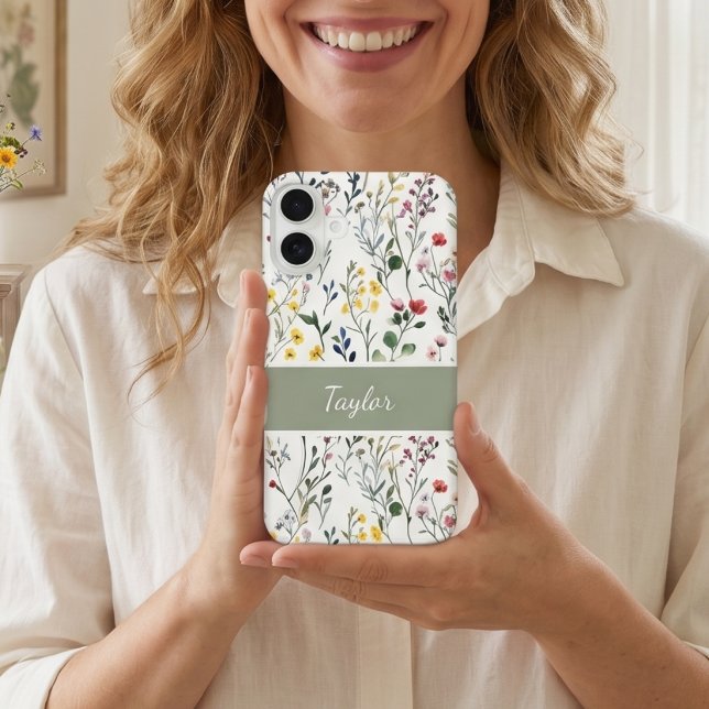 Wildflower Watercolor Botanical Name  iPhone 16 Case (Creator Uploaded)