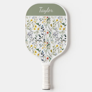 Wildflower Watercolor Botanical Name Pickleball Paddle