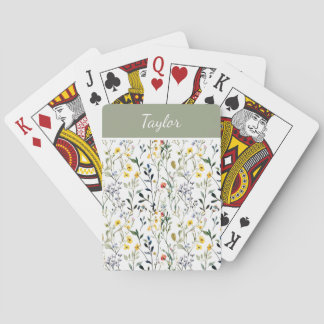 Wildflower Watercolor Botanical Name Playing Cards