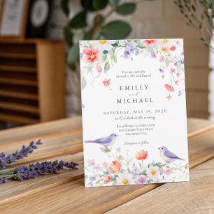 Wildflower Watercolor Botanical Spring Wedding Invitation