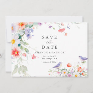Wildflower Watercolor Botanical Spring Wedding  Save The Date