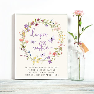 Wildflower Watercolor Diaper Raffle Baby Shower Poster