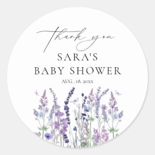 Wildflower Watercolor Floral Baby Shower Classic Round Sticker