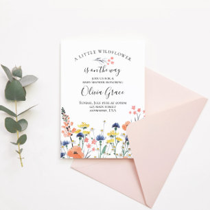 Wildflower watercolor floral baby shower invitatio invitation