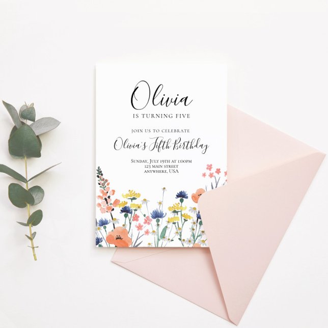 Wildflower watercolor floral birthday invitation (Creator Uploaded)