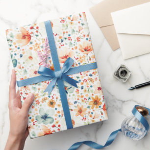 Wildflower Watercolor Floral Boho Fall Botanics Wrapping Paper