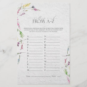 Wildflower Watercolor Floral Bridal Shower Game
