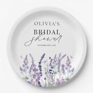 Wildflower Watercolor Floral Bridal Shower Paper Plate