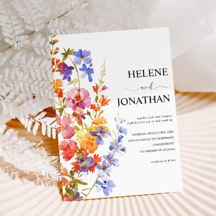 Wildflower Watercolor Floral Elegant Wedding Invitation