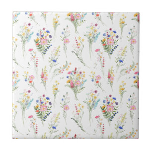 Wildflower Watercolor Floral Pattern Tile