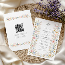 Wildflower Watercolor Floral QR Code Wedding