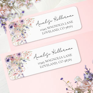 Wildflower Watercolor Floral Return Address