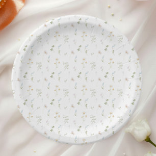 Wildflower Watercolor Floral Spring Summer Paper Plate