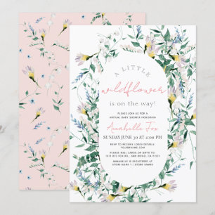 Wildflower Watercolor Girl Virtual Baby Shower Invitation