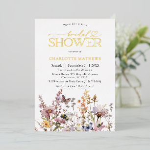 Wildflower Watercolor & Gold Type Bridal Shower