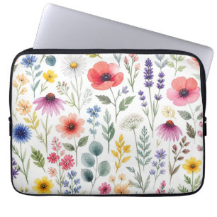 Wildflower Watercolor Meadow Botanical Floral Laptop Sleeve