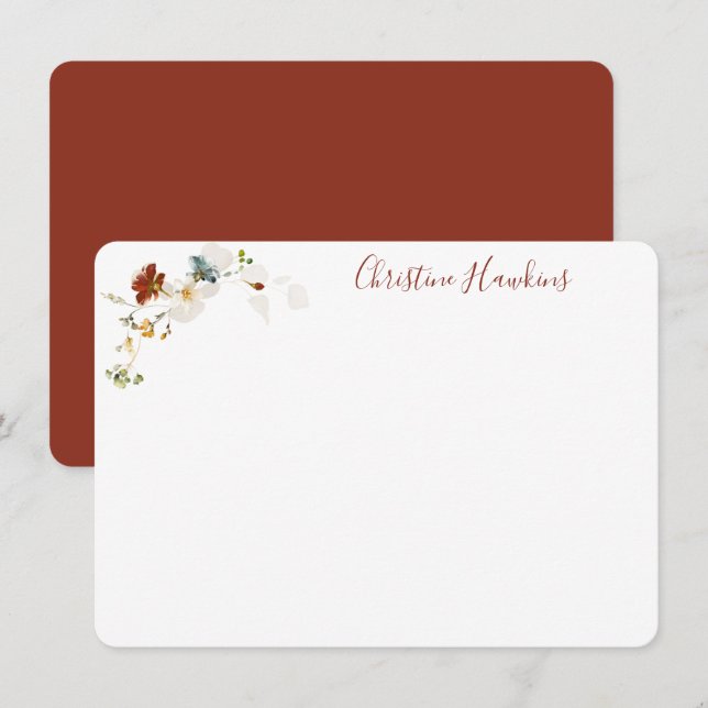 Wildflower Watercolor Pretty Floral Personalized Card (Front/Back)
