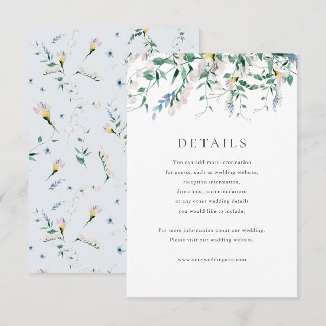 Wildflower Watercolor Wedding Details Card (Front/Back)