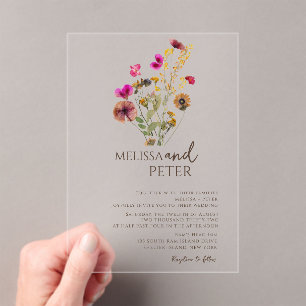 Wildflower Wedding Acrylic Invitations